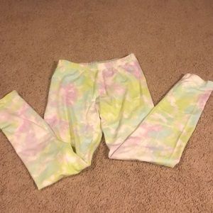 Pants green ,purple ,and pink